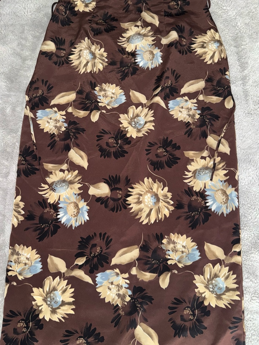 Floral Brown Midi Skirt - Brown Floral Print
